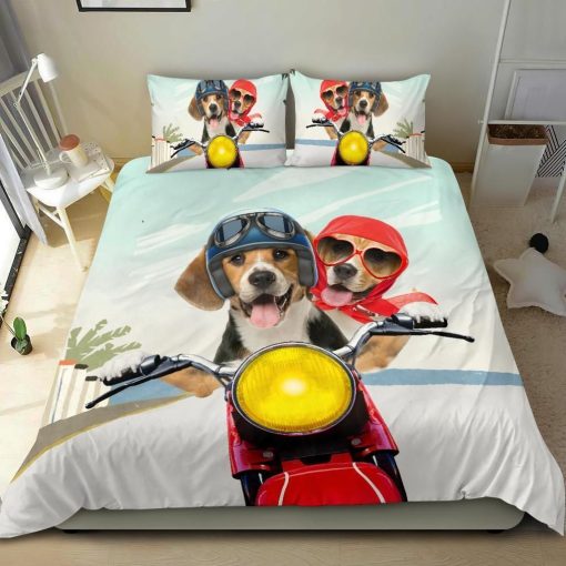 3D Beagle Riding Motorbike Bedding Sets
