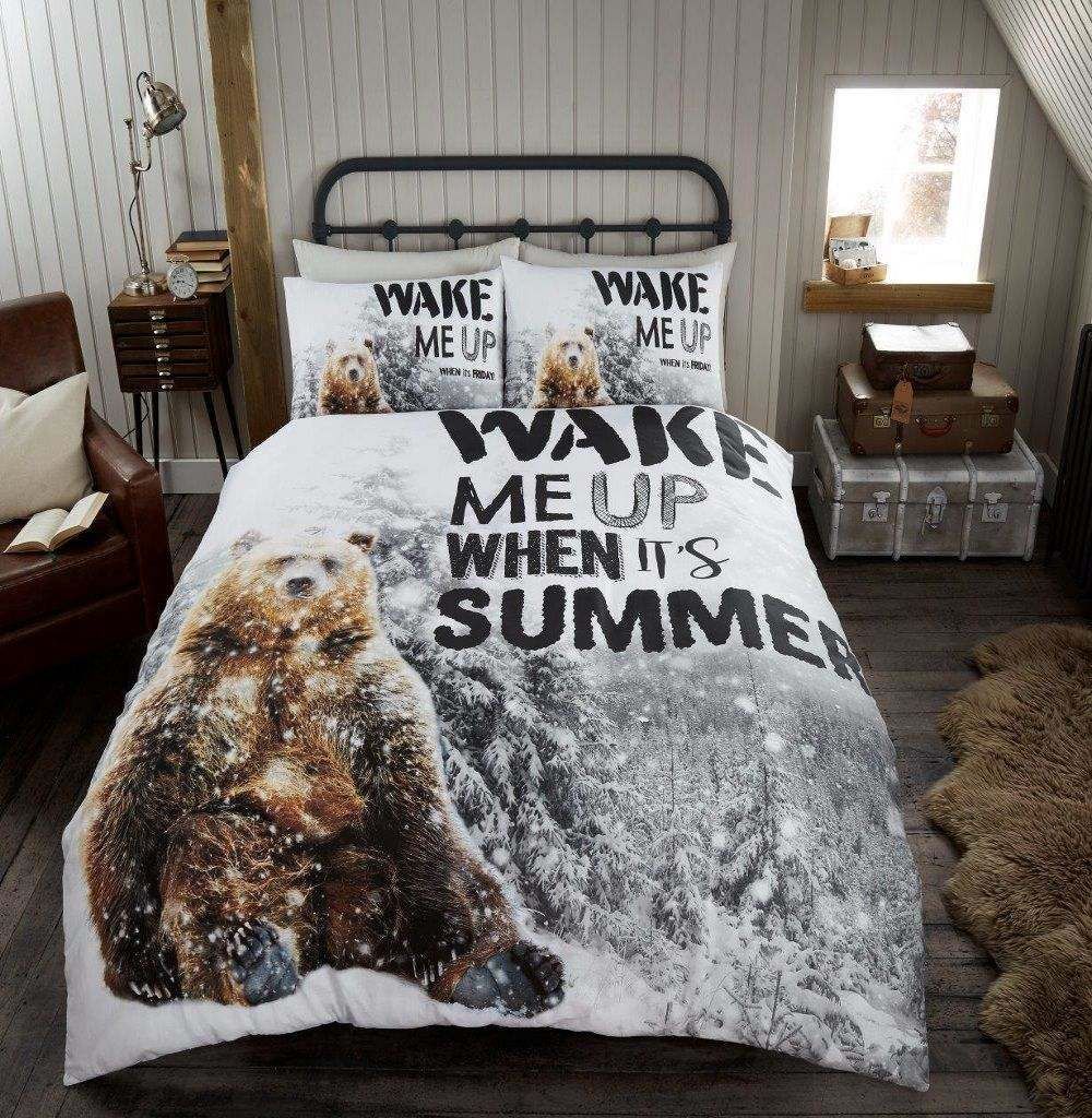 3D Bear Wake Me Up When It's Summer Bedding Sets