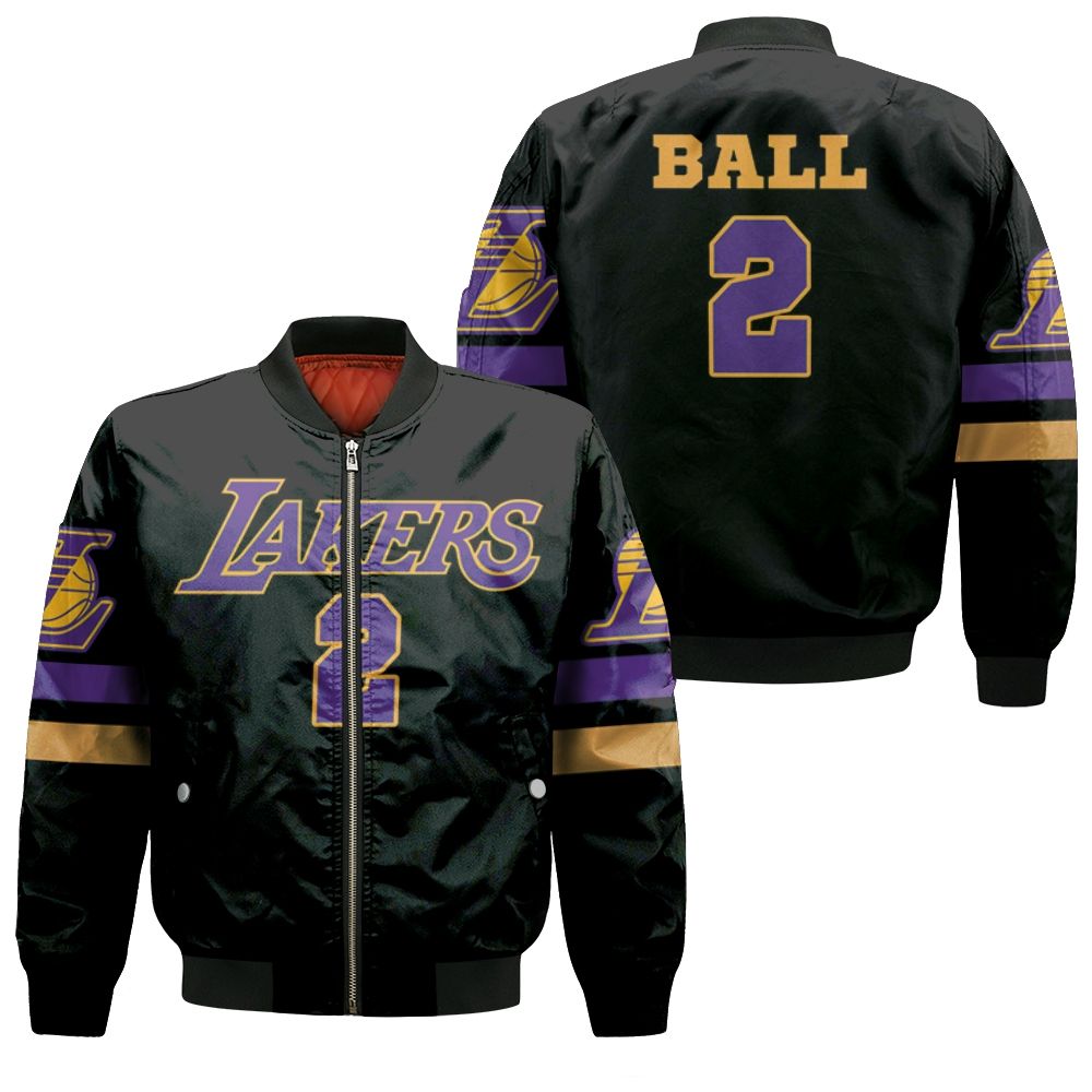 02 Lonzo Ball Lakers Jersey Inspired Style Bomber Jacket