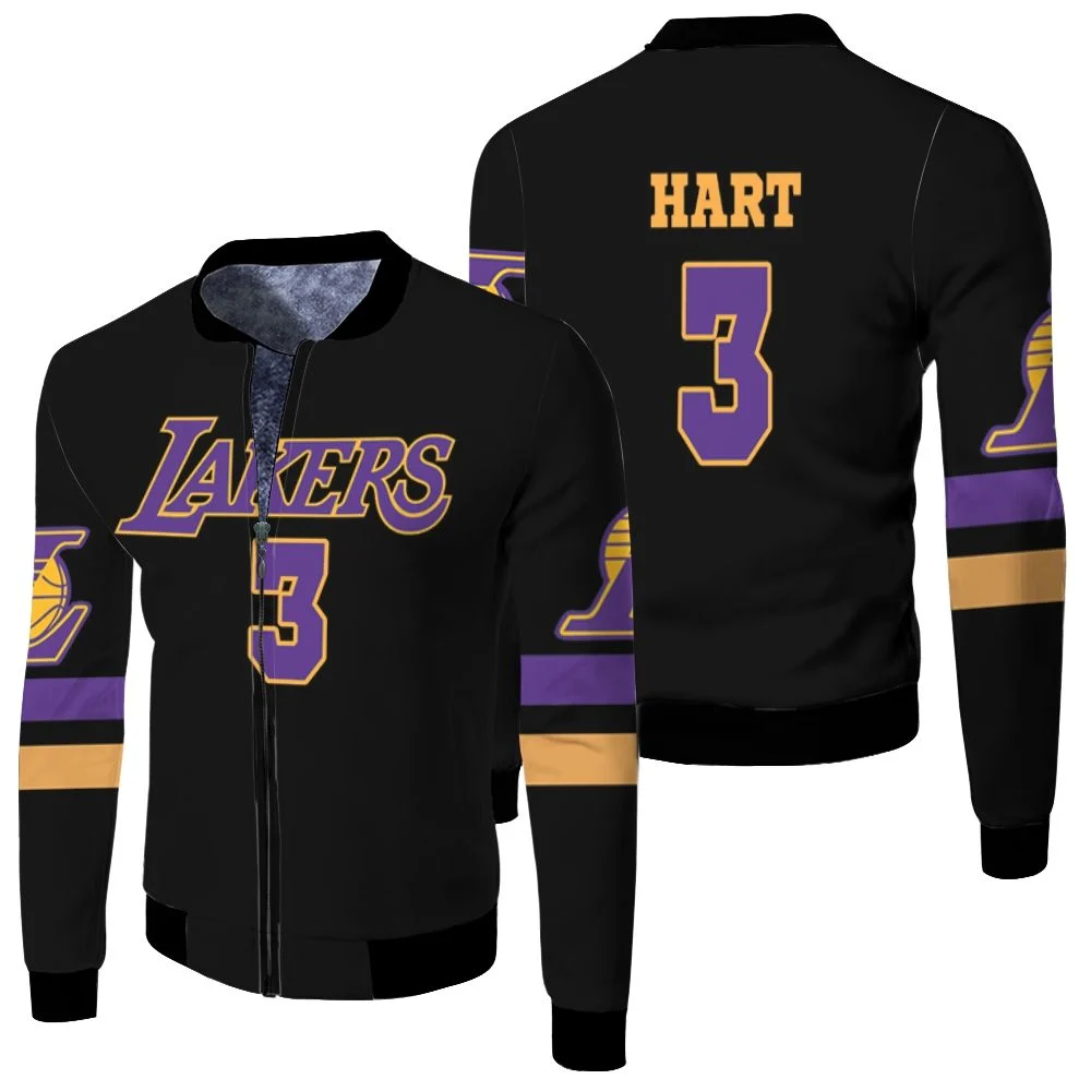 3 Josh Hart Lakers Jersey Inspired Style Fleece Bomber Jacket