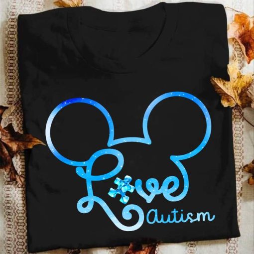 Blue Mickey Disney Love Autism Unisex T-Shirt