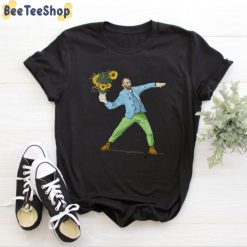 Funny Van Goghsky With His Sunflower Unisex T-Shirt