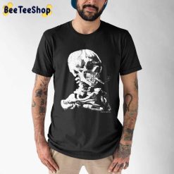 Skull With Burning Cigarette Van Gogh Unisex T-Shirt