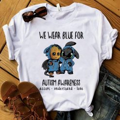 Toothless And Groot We Wear Blue For Autism Awareness Unisex T-Shirt