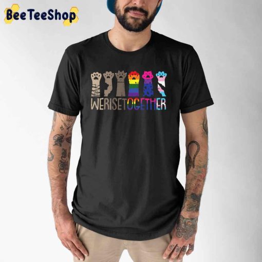 We Rise Together Gay Pride Cat Paw Unisex T-Shirt