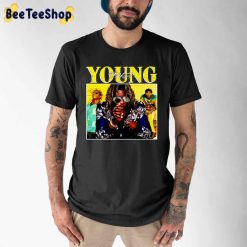 Yellow Retro Style Young Thug Rapper Shirt 2 Men Black