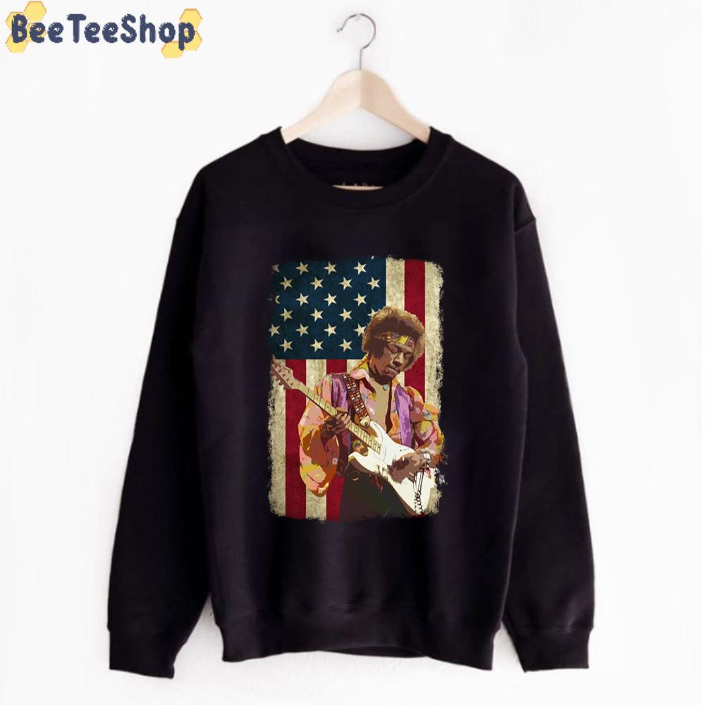 American Flag With Jimi Hendrix Unisex T-Shirt
