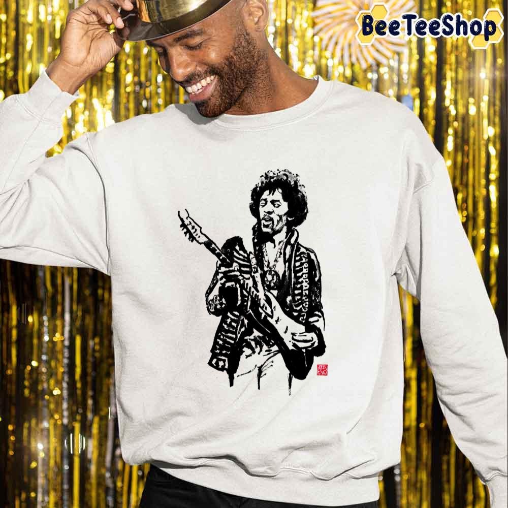Black And White Art Style Jimi Hendrix Unisex Sweatshirt