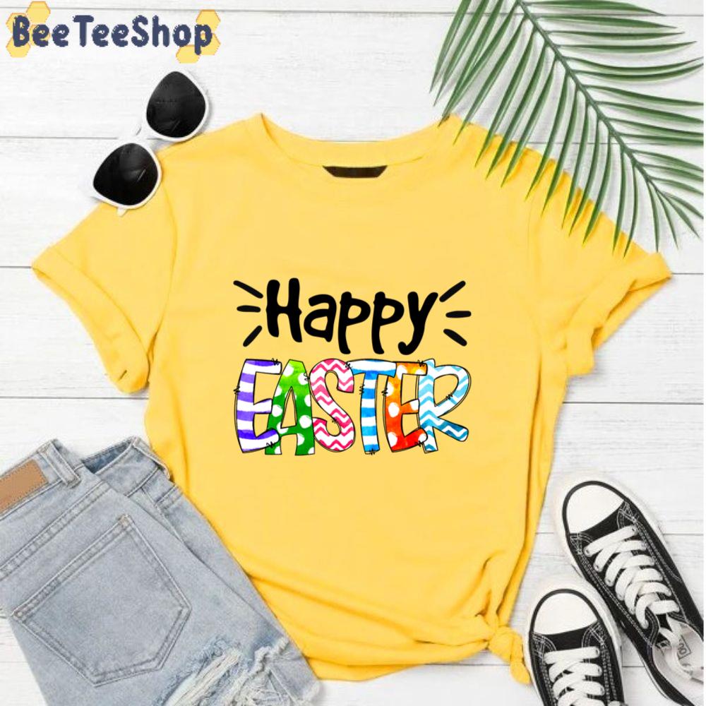 Cute Text Happy Easter Day Unisex T-Shirt