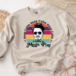 Vintage Keep Calm And Have A Mega Pint  Johnny Depp Unisex Sweatshirt