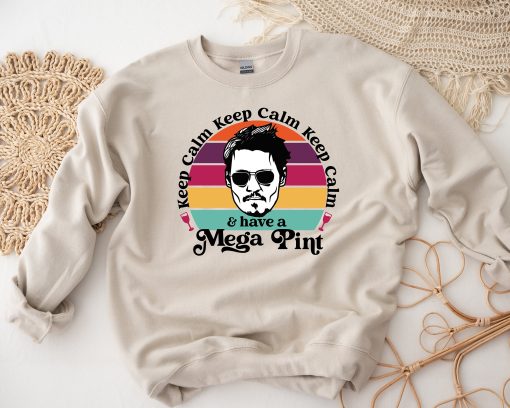 Vintage Keep Calm And Have A Mega Pint  Johnny Depp Unisex Sweatshirt
