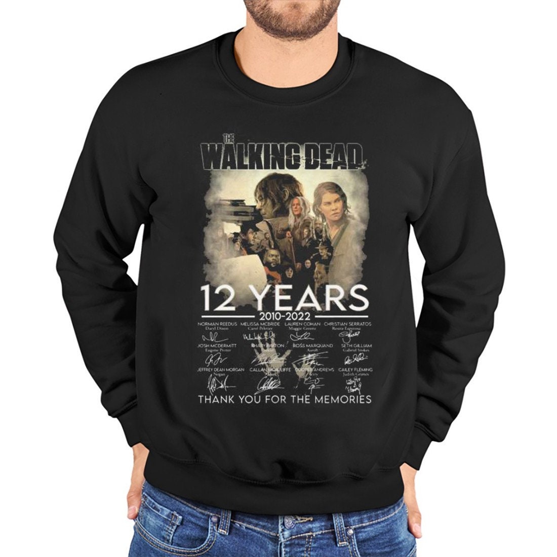 2010-2022 12 Years The Walking Dead Signatures Thank You For The Memories Unisex Sweatshirt