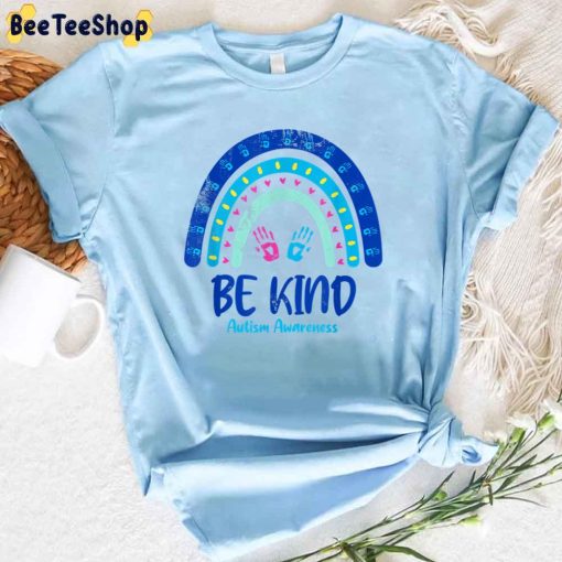 Blue Rainbow Be Kind Month Autism Awareness Unisex T-Shirt