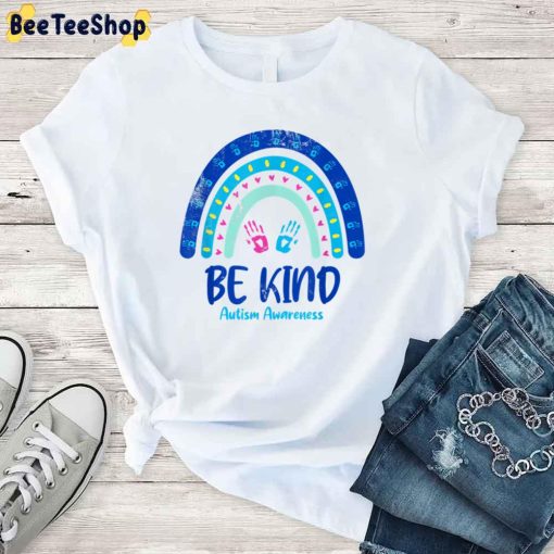 Blue Rainbow Be Kind Month Autism Awareness Unisex T-Shirt