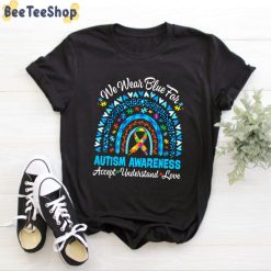 Cute Rainbow Be Kind We Wear Blue Autism Awareness Unisex T-Shirt