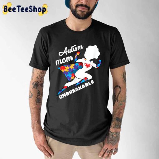 Super Mom Hero Puzzle Piece Autism Awareness Unisex T-Shirt