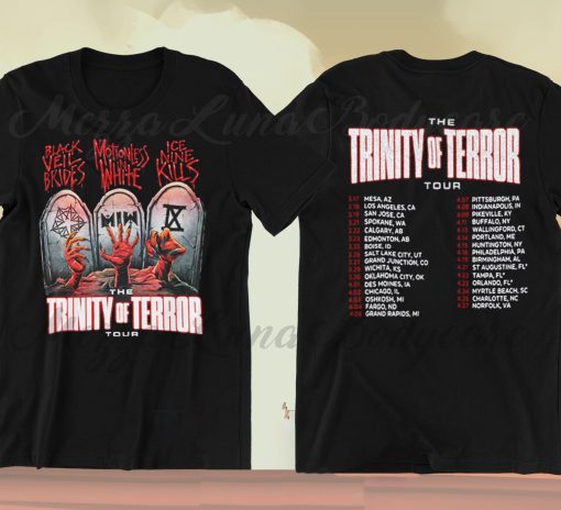 The Trinity Of Terror Tour 2022 Black Veil Brides Ice Nine Kills MIW Band Unisex T-Shirt