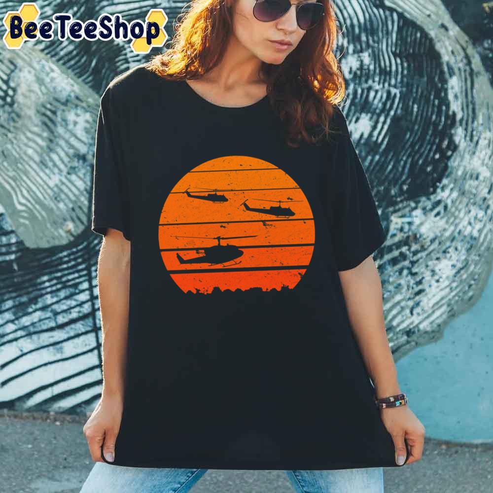 A Huey Jungle Sunrise Uh-1 Helicopter Vietnam Retro Vintage Unisex T-Shirt