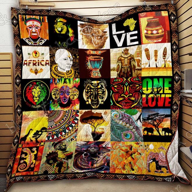 African Culture One Love Quilt Blanket