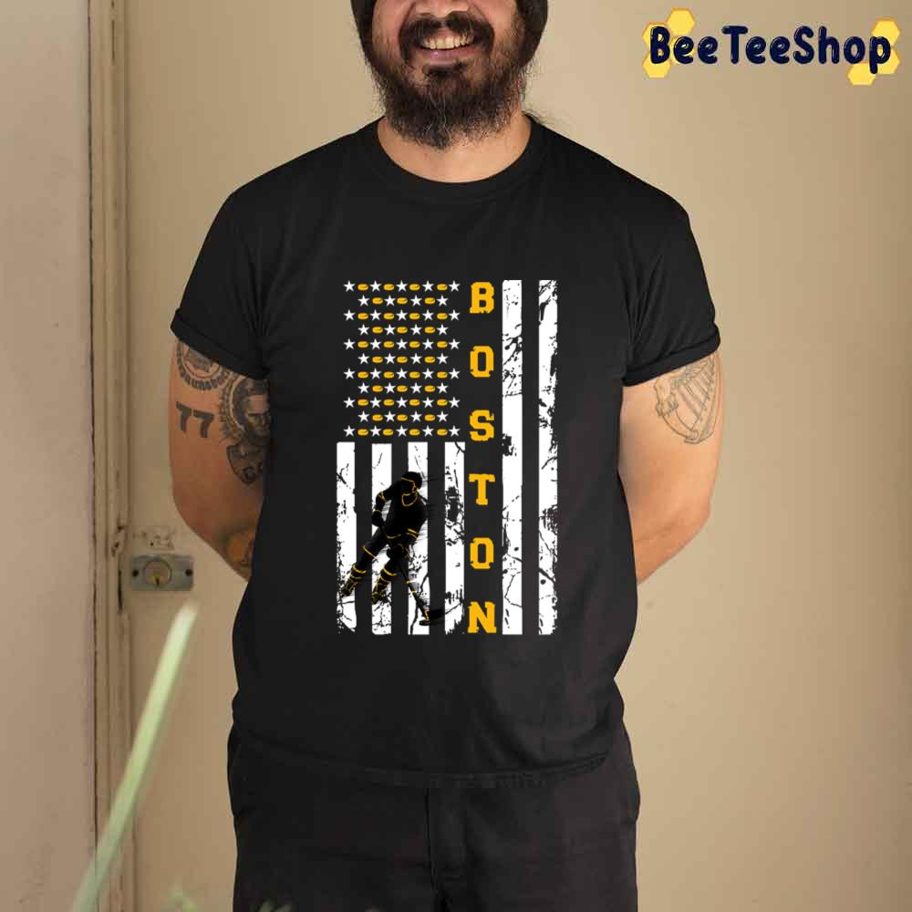 American Flag Boston Bruins Hockey Unisex T-Shirt