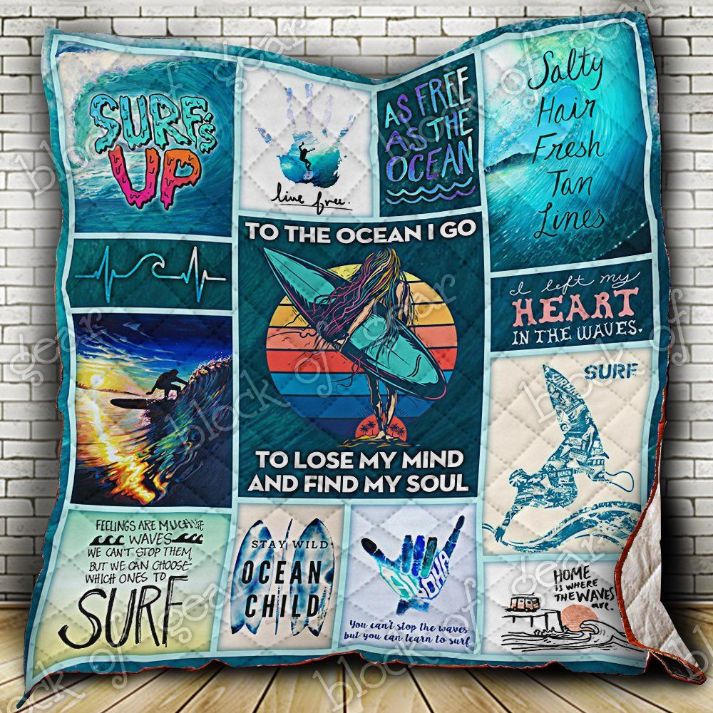 As Free As The Ocean Surfing Quilt Blanket