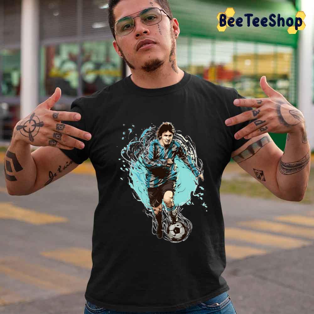 Blue Digital Style Lionel Messi Football Unisex T-Shirt