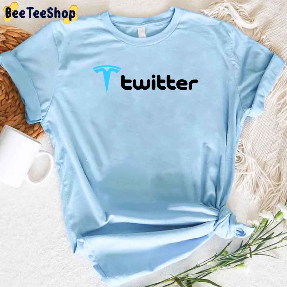 Blue Logo Tesla With Twitter Elon Musk Unisex T-Shirt