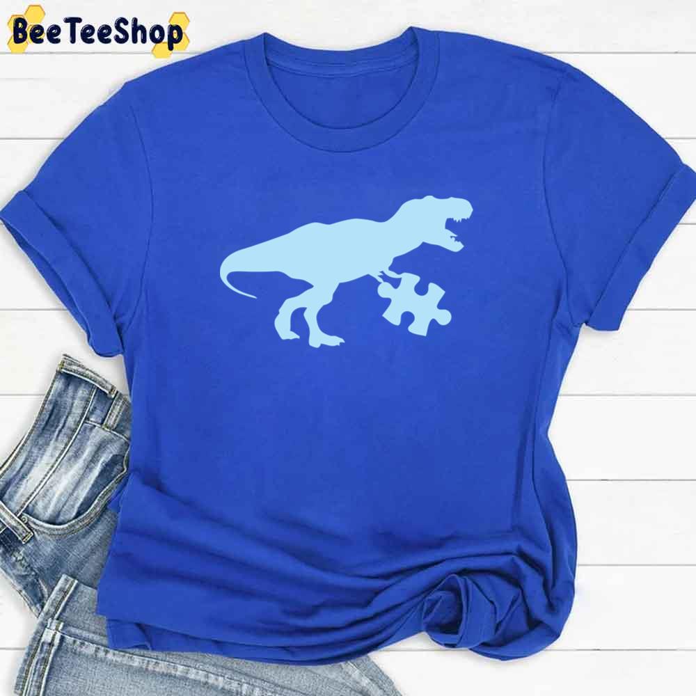 Blue T Rex Dinosaur Autism Awareness Unisex T-Shirt