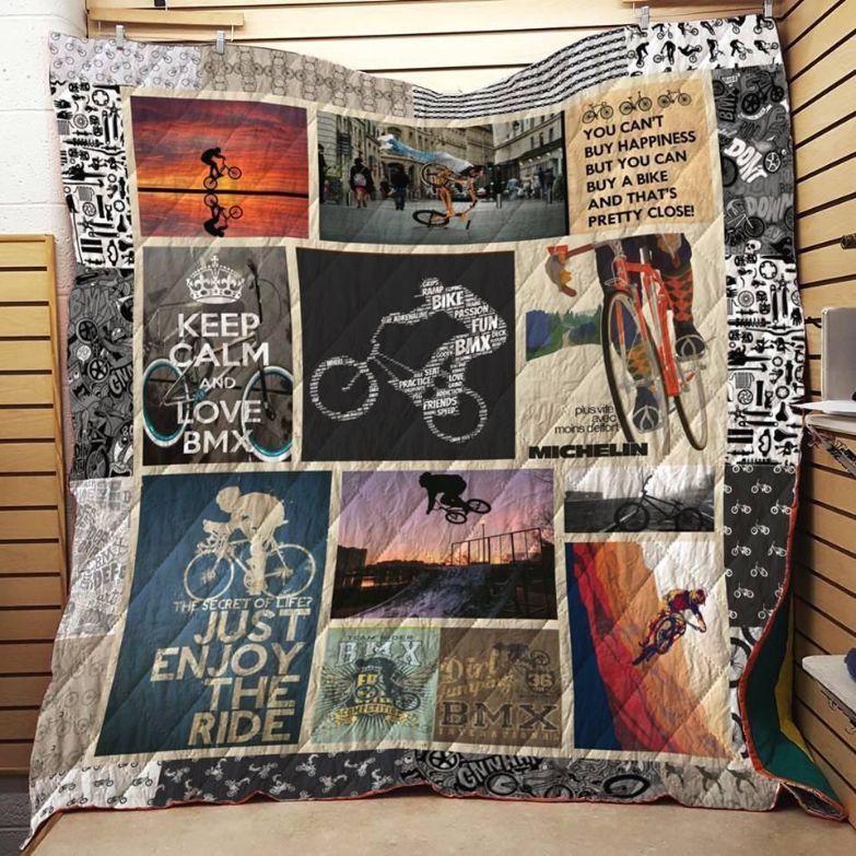 Bmx Keep Calm And Love Bmx Quilt Blanket