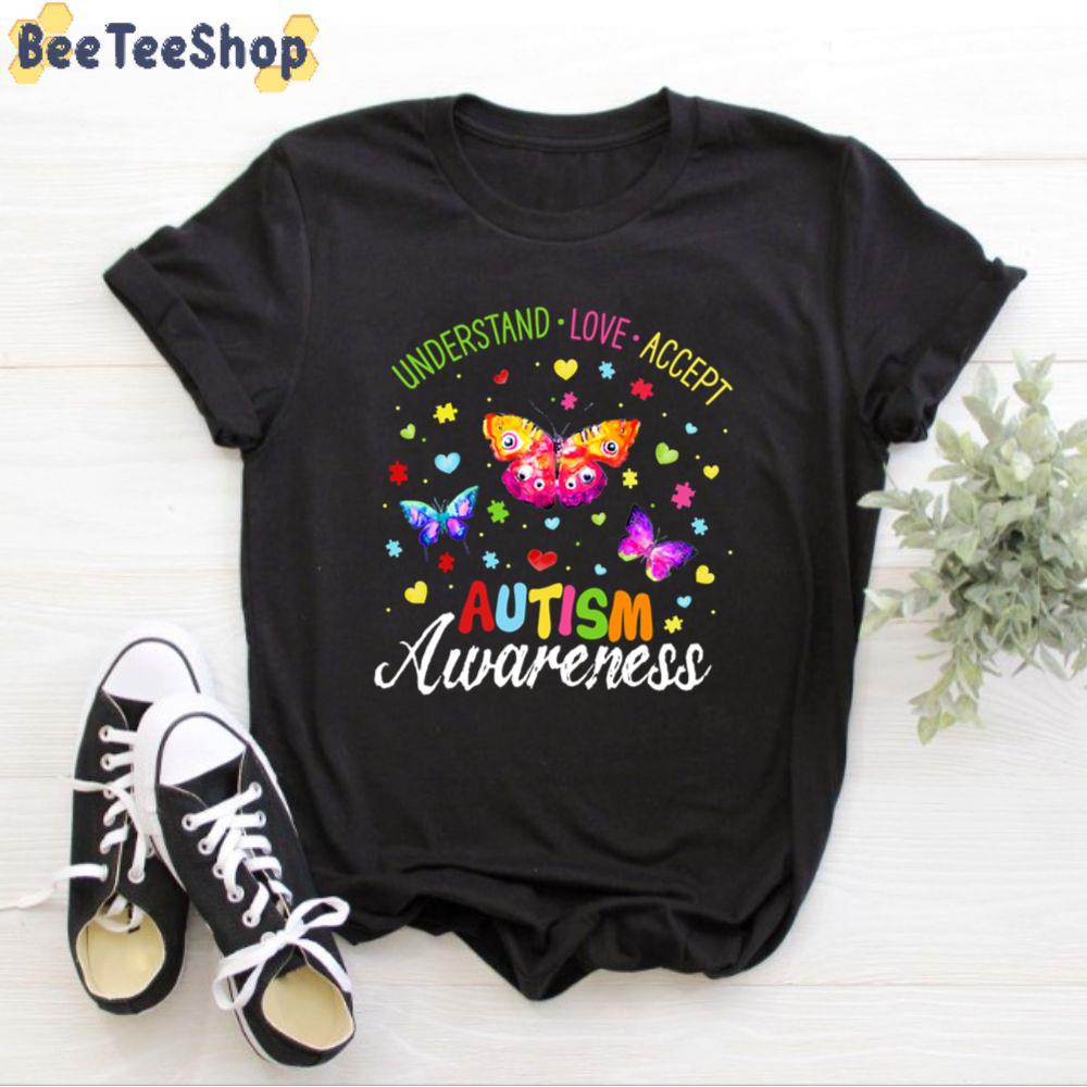 Butterfly Colorful Love Understand Accept Autism Awareness Unisex T-Shirt