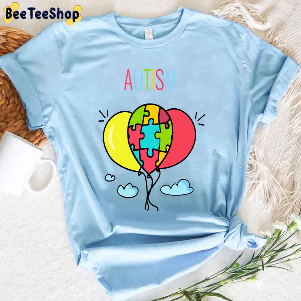 Cartoon Balloon Puzzle Piece Autism Awareness Unisex T-Shirt