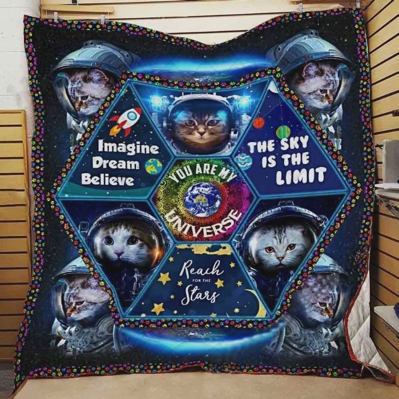 Cat Astronauts The Sky Is The Limit Quilt Blanket