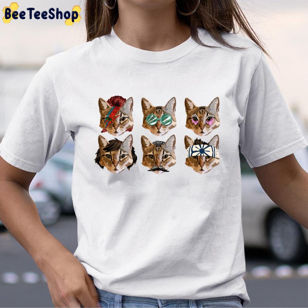 Cat Faces David Bowie Style Unisex T-Shirt