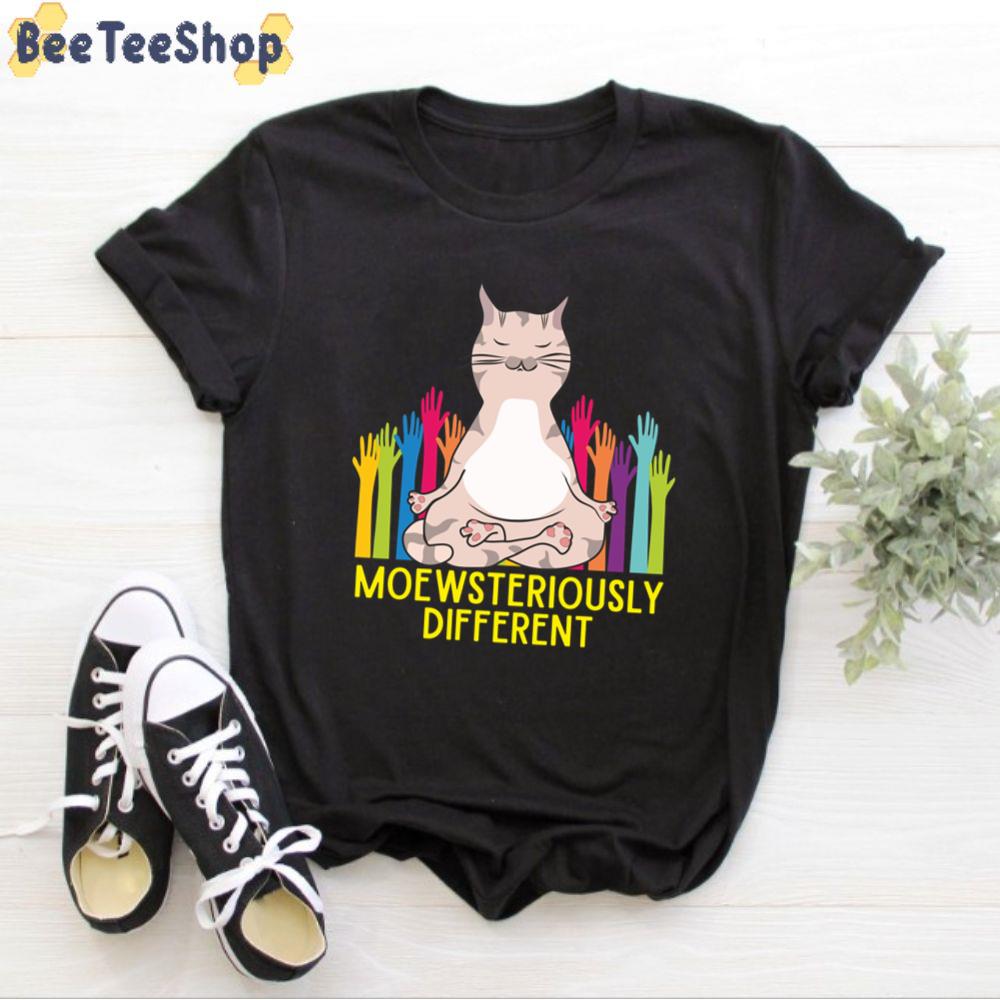 Cat Meditation Moewsteriously Different Autism Awareness Unisex T-Shirt