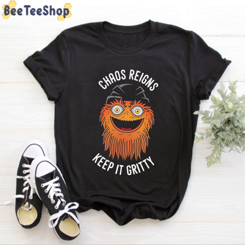 Chaos Reigns Keep It Gritty Philadelphia Flyers Hockey Unisex T-Shirt