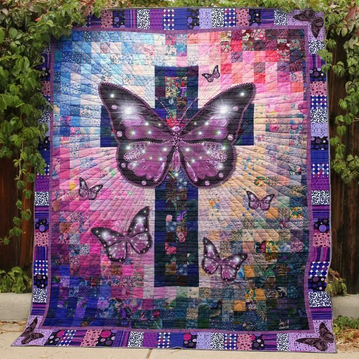 Christian Butterfly Patchwork Quilt Blanket