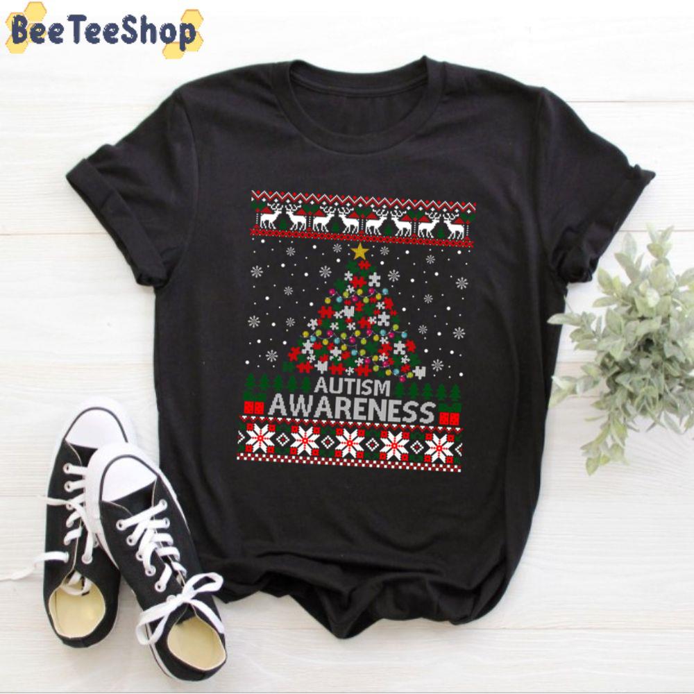 Christmas Tree Xmas Autism Awareness Unisex T-Shirt