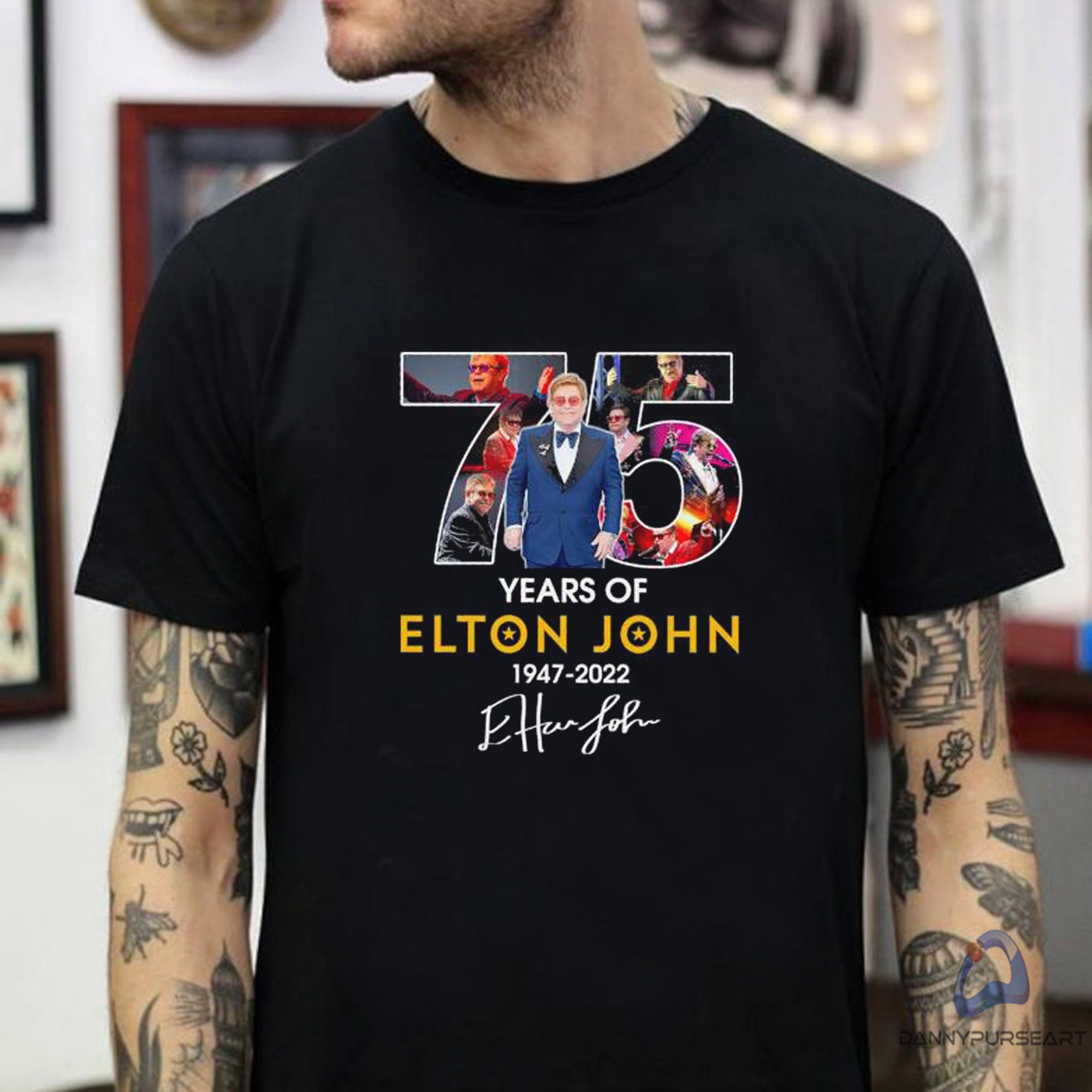 Classic Design 75 Years Of Elton John 1947 2022 Signature Unisex T-Shirt