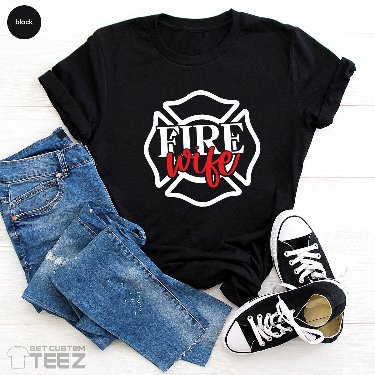 Classic Logo Design Firefighter Wife Unisex T-Shirt