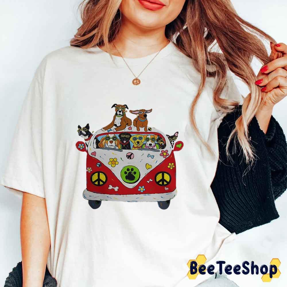 Cool Dogs And Hippie Car Unisex T-Shirt