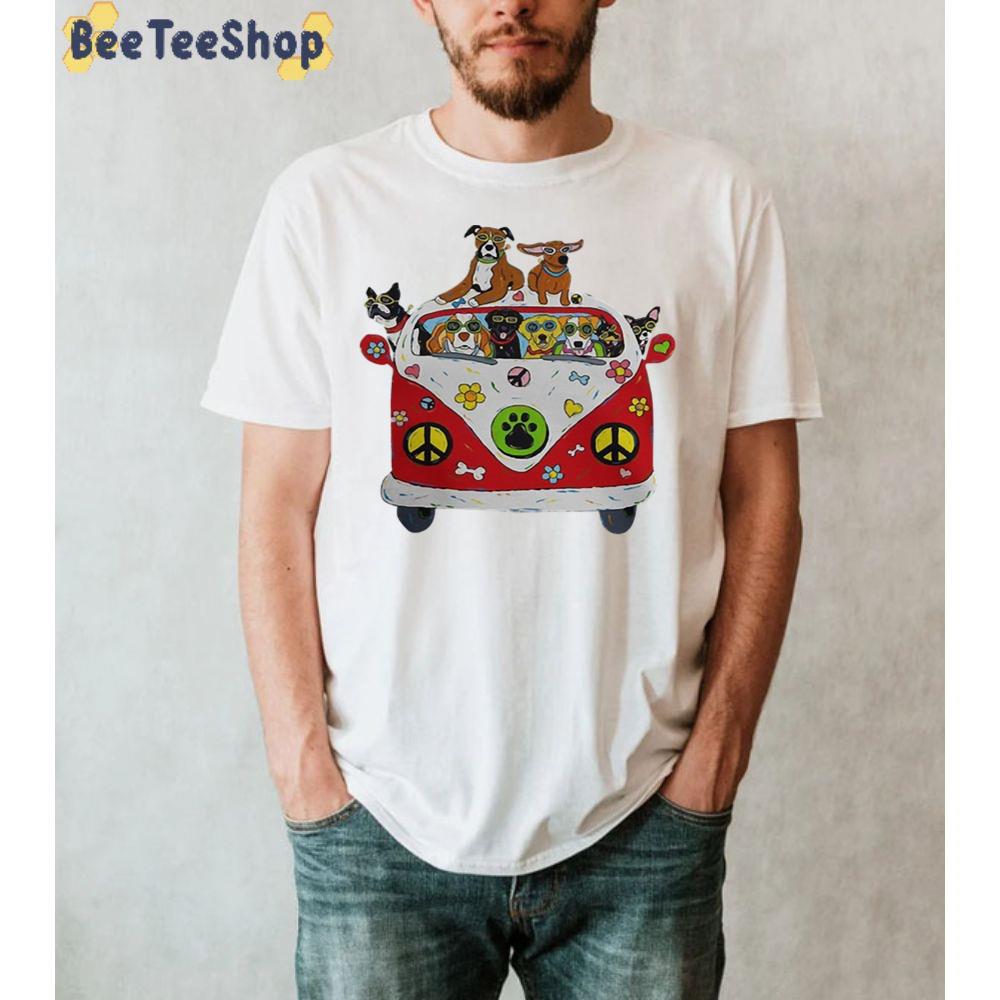 Cool Dogs And Hippie Car Unisex T-Shirt