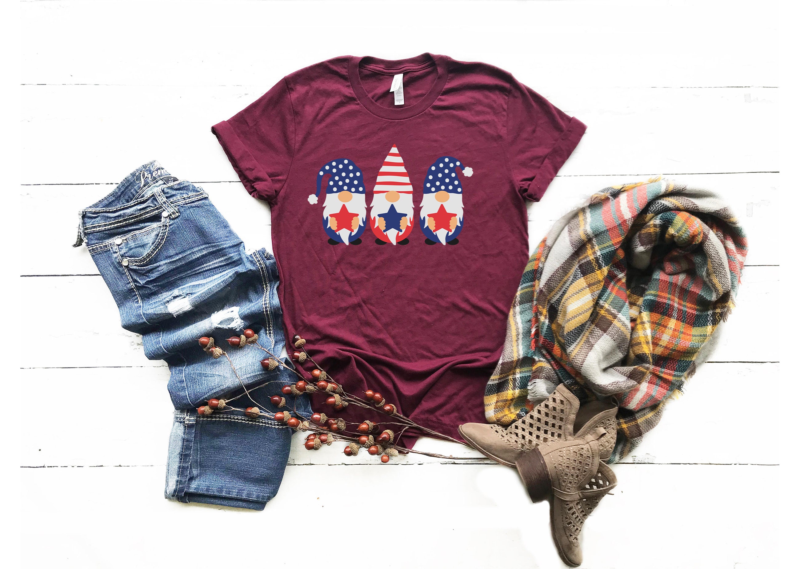 Cute American Gnomes Memorial Day Unisex T-Shirt