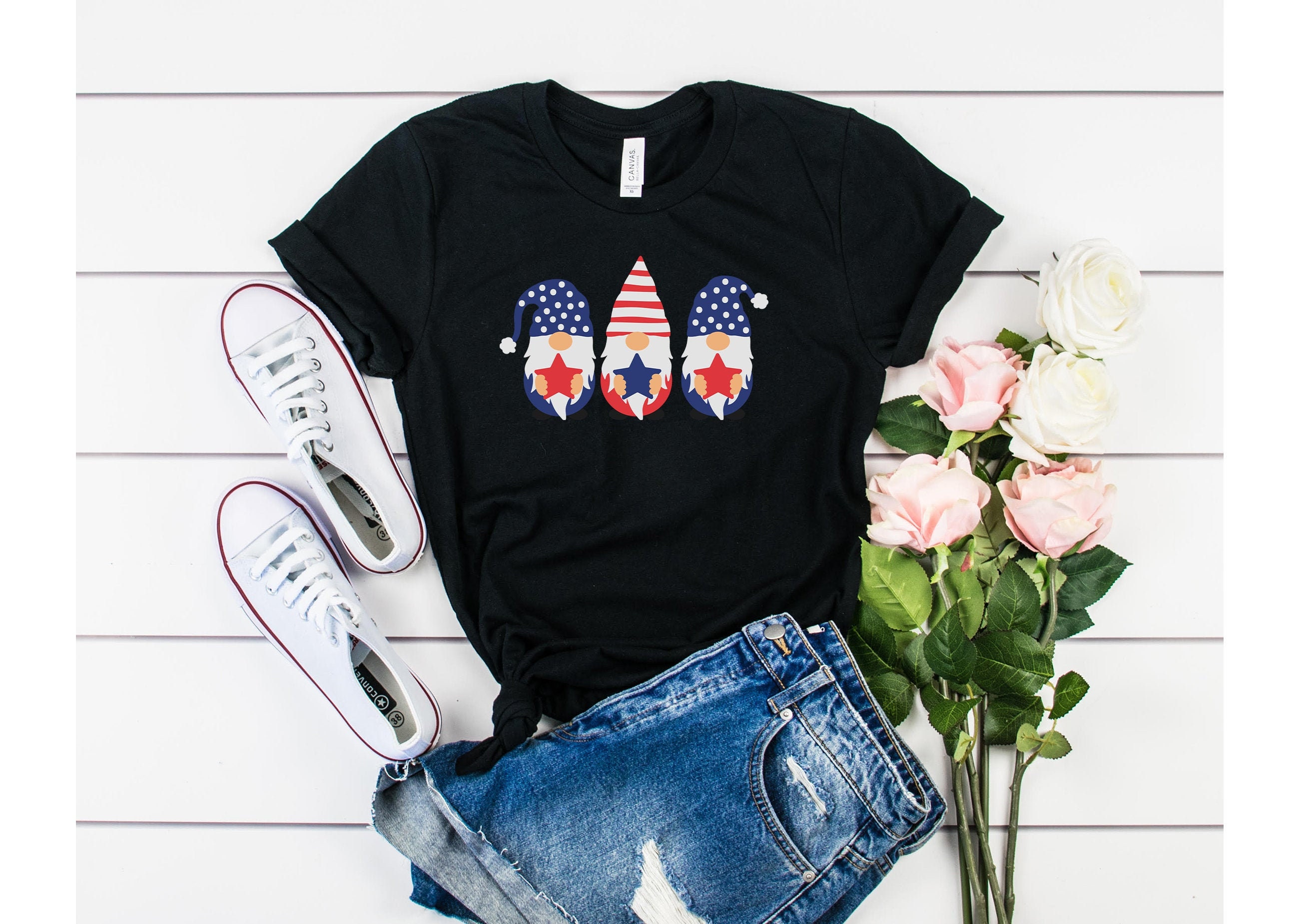 Cute American Gnomes Memorial Day Unisex T-Shirt