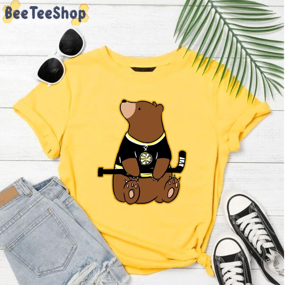 Cute Bear With Boston Bruins Hockey Unisex T-Shirt