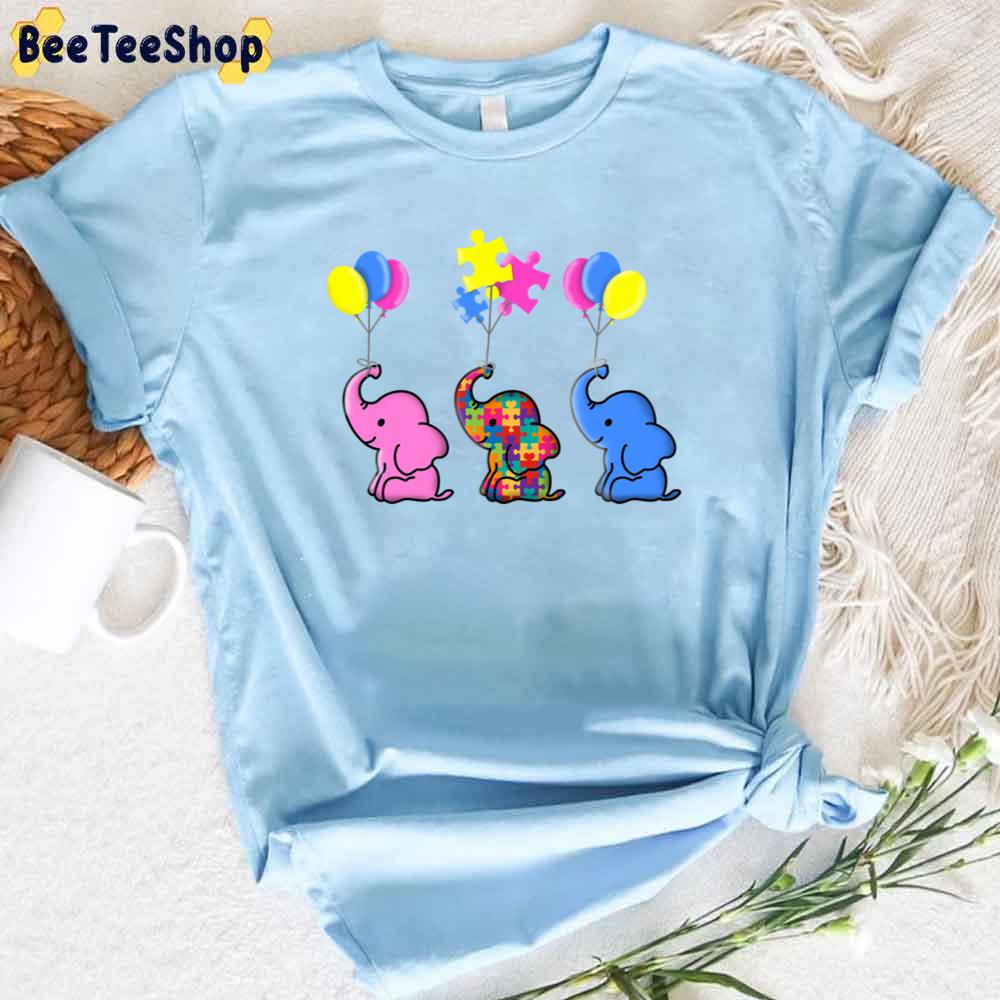 Cute Blue Elephant Autism Awareness Unisex T-Shirt