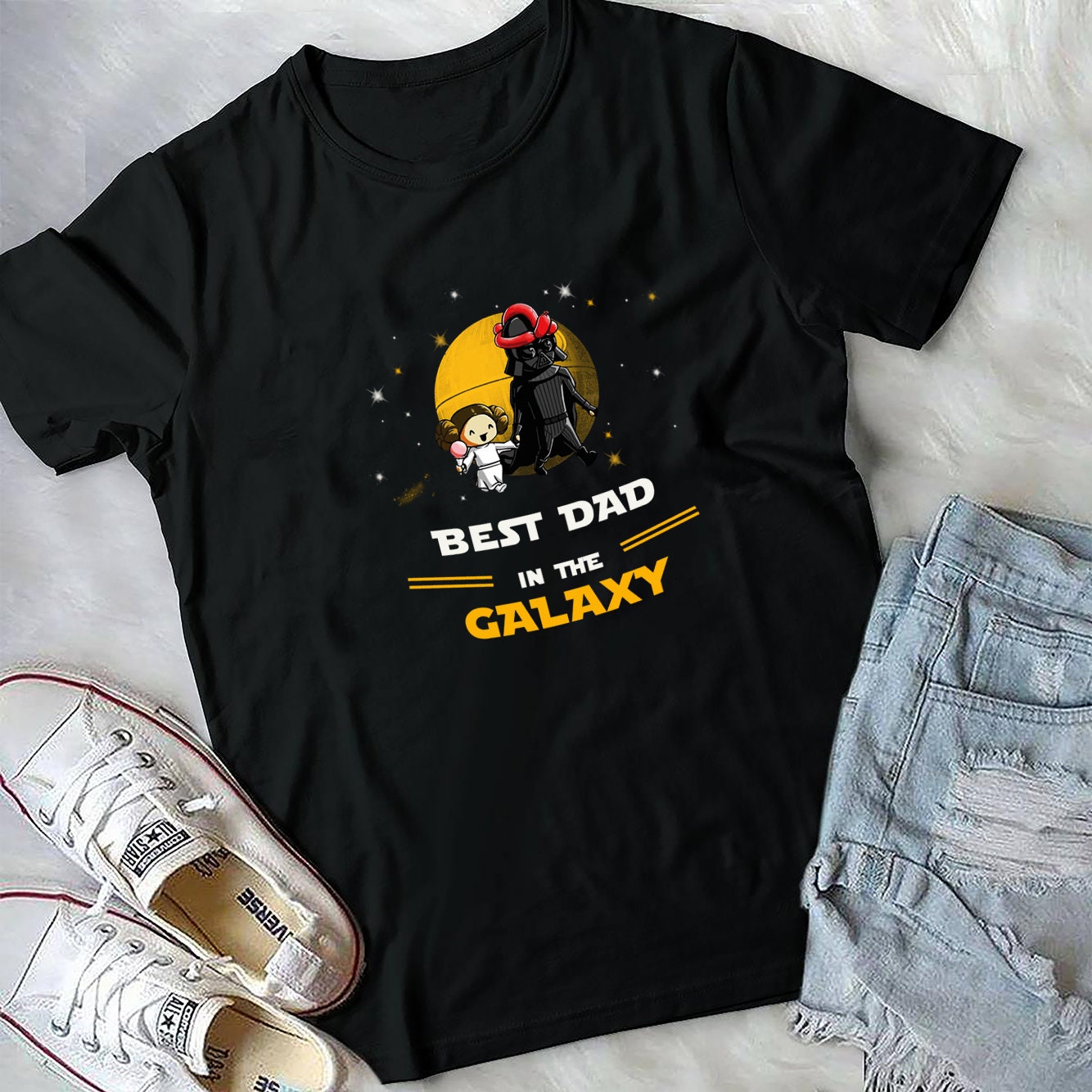 Cute Father And Daughter Best Dad In The Galaxy Happy Father’s Day Unisex T-Shirt