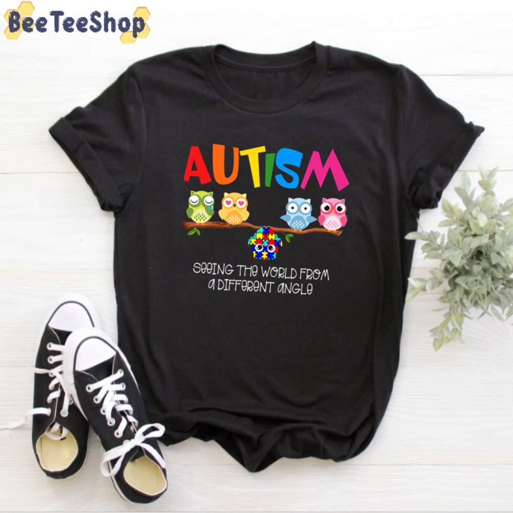 Cute Owl Puzzles Seeing The World From A Different Angle Autism Awareness Unisex T-Shirt