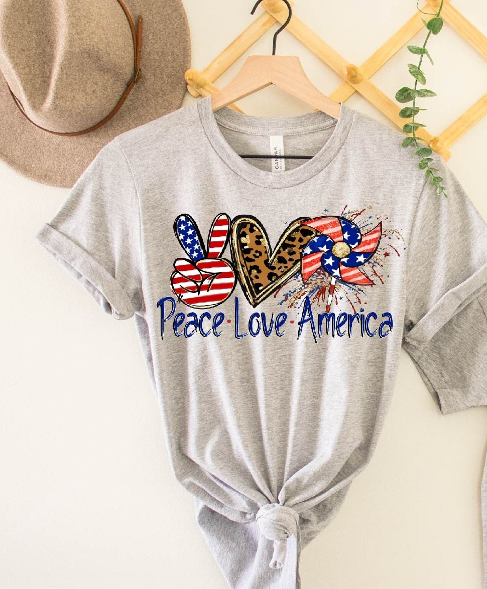 Cute Peace Love America Memorial Day Unisex T-Shirt