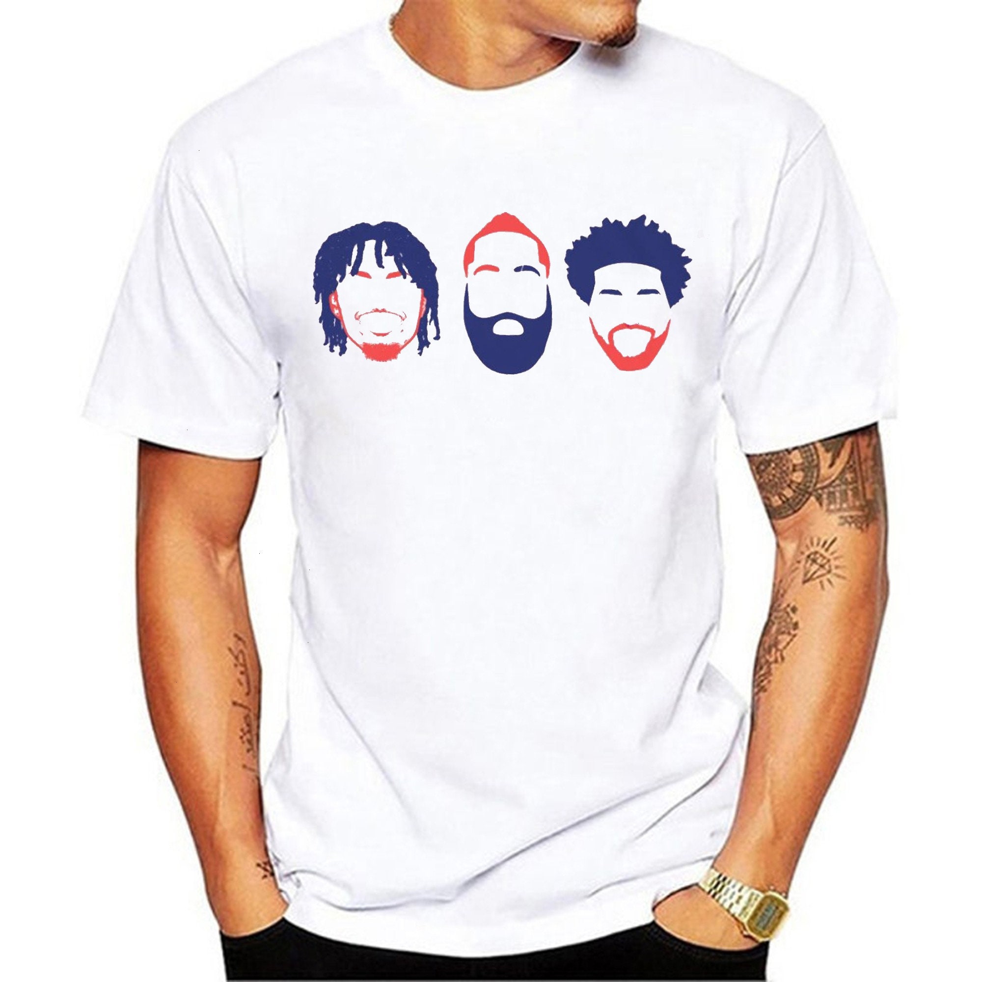 Cute Philadelphia 76ers Star Basketball Big 3 Player James Harden Joel Embiid Tyrese Maxey Unisex T-Shirt