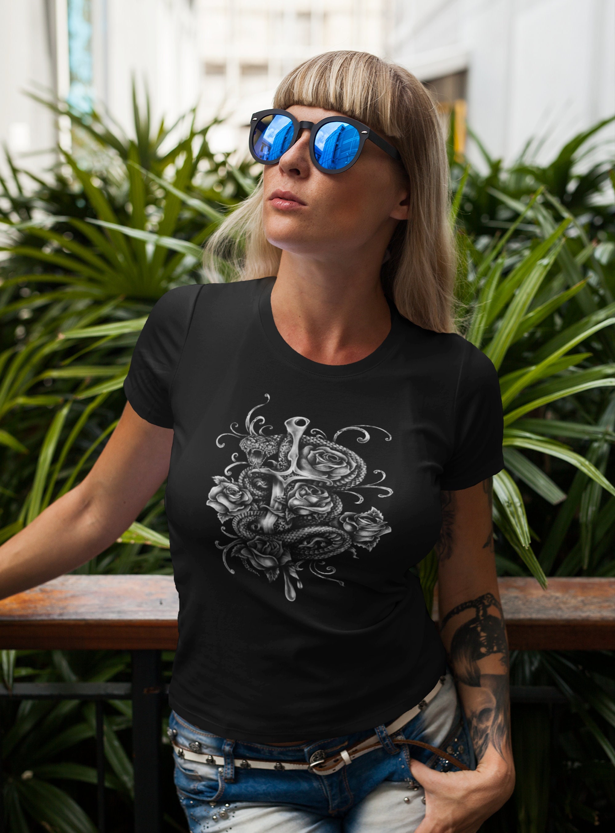 Dagger Snake Rose Unisex T-Shirt